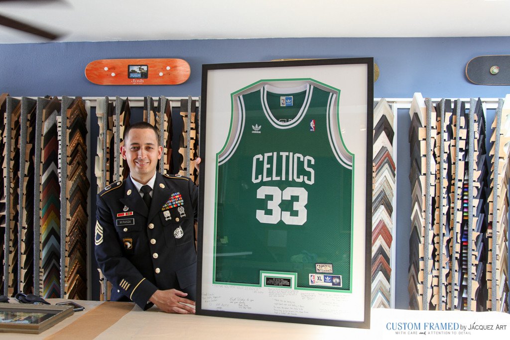 Boston Celtics Larry Bird Jersey Custom Framed - 