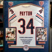 Signed Walter Payton Jersey Framed by Jacquez Art