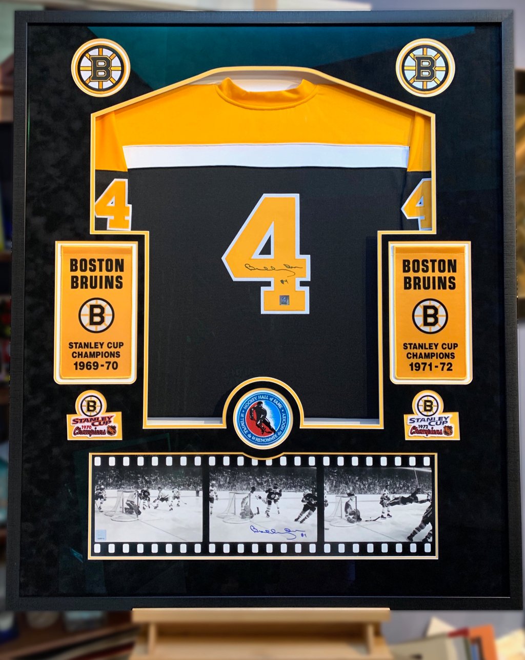 Bobby Orr signed jersey framed by Jacquez Art
