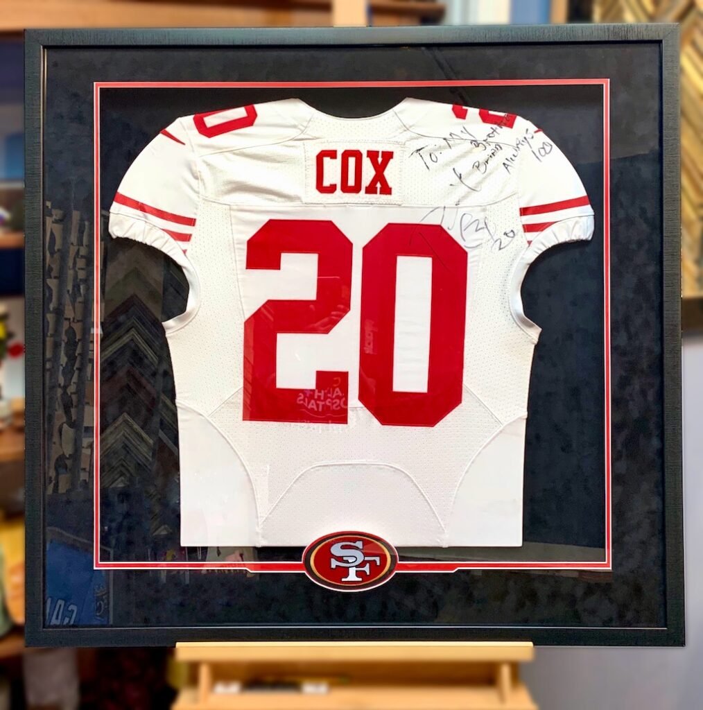 49ers Jersey Framed by Jacquez Art